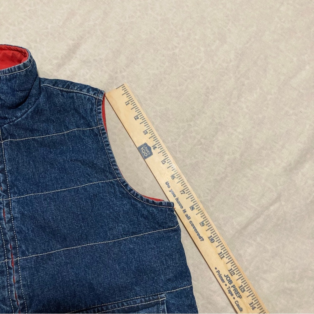 Calvin Klein Jeans Vintage Denim/Red Quilted Reversible‎ Vest | Gilet - Picture 4 of 11